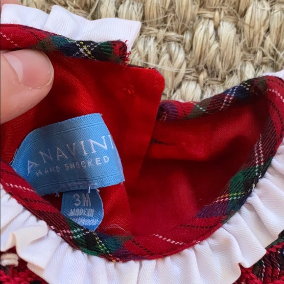 Anavini Hand Smocked Christmas dress 3m - Picture 2 of 3